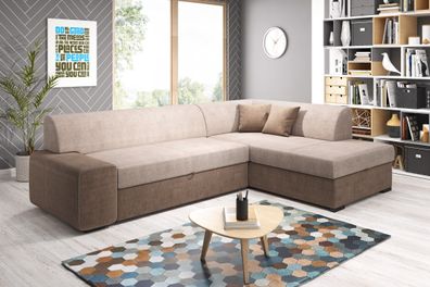 FURNIX Ecksofa Nosmiss mit Schlaffunktion Polstercouch mit Kopfkissen OR29-OR22