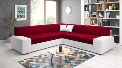 FURNIX Polstercouch mit Schlaffunktion Stauraum Rot/Weiß Nosmiss MAXI MA120-MH59