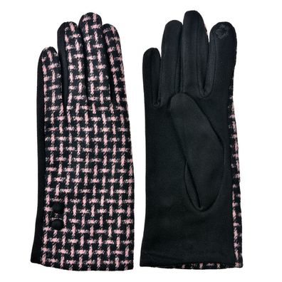 Clayre & Eef Winterhandschuhe 9x23 cm Schwarz Rosa Polyester