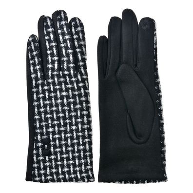 Clayre & Eef Winterhandschuhe 9x23 cm Schwarz Weiß Polyester