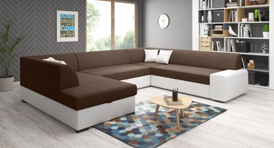 FURNIX Wohnlandschaft XXL-Sofa U-Form Sofalandschaft Nosmiss eco Leder MA120OR29