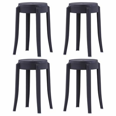 Stapelbare Hocker 4 Stk. Schwarz Kunststoff