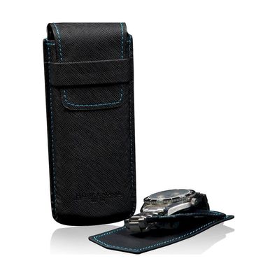 Heisse & Söhne - Uhrenbox - Uhrenetui Mondo Saffiano- Schwarz/Blau - 70019/104