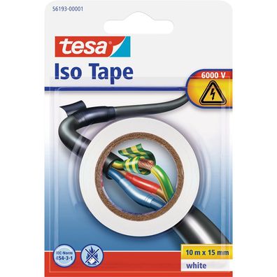 tesa 56193-00001-04 Isolierklebeband, 10m x 15mm, weiß, Blister