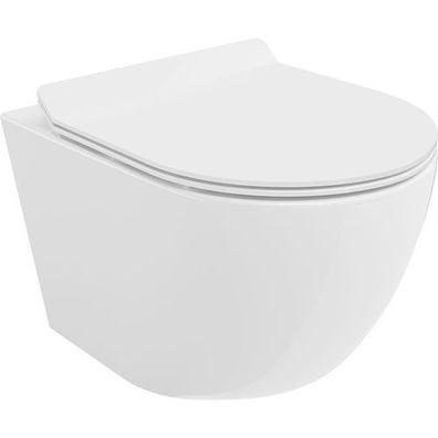 Mexen Lena Wand-WC randlos, oval, slim Duroplast Sitz, Weiß, 48x36x35cm