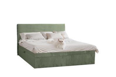 Boxspringbett mit bettkasten und topper TRENTO, ohne Bein 140x200 cm Olive