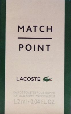 Lacoste Match Point 1,2ml Eau de Toilette Men Herren Duft Natural Spray - Reisegröße