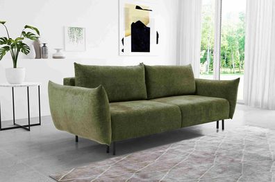 FURNIX Schlafsofa 140 x 200cm Adelline 2 Personen mit Schlaffunktion OTH38 Olive