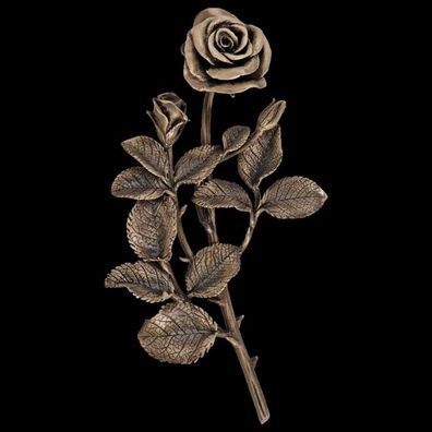 Rose aus Bronze 23 cm Grabstein Grabmal Relief Ornament