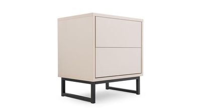 BETTSO Nachttisch beige mit schwarzem Gestell GENUA