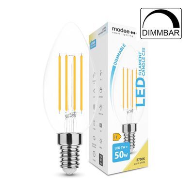 7 W Dimmbare E14 LED Leuchtmittel | Kerze | Klarglas | C35 | dimmbar | Klein gewin