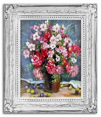 Blumenstrauß Blumen Vase Gemälde Ölgemälde Bilder Bild Ölbild Mit Rahmen G01694