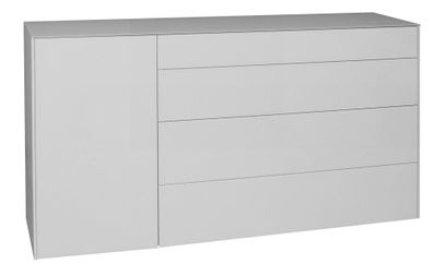 Kommode Elfi 169x42x89 Hochglanz Kreidegrau/Glas Kreidegrau 14801