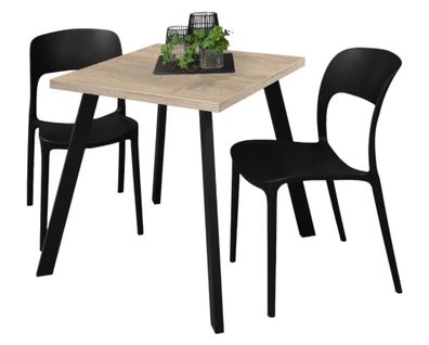 Bistrotisch Eirene 70x70x75 schwarz matt/eiche sägerau 14494