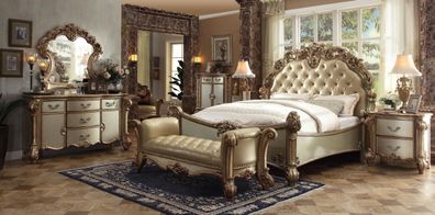 Bett 2X Nachttisch 3Tlg. Klassisches Schlafzimmer Set Luxus Barock Rokoko Betten