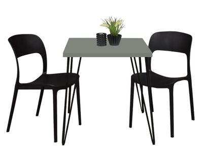 Bistrotisch Eirena 70x70x75 schwarz matt/Pinie green matt lack 14492