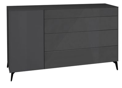 Kommode Elfi 169x42x104 Hochglanz Anthrazit/Glas Anthrazit 14800-mf