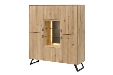 Highboard Massivholz Idalia 130x153x42 Bianco/Granit 20037