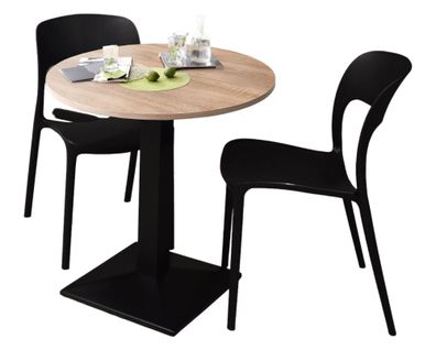 Bistrotisch rund Elanur 70 cm schwarz matt/eiche sägerau 14584