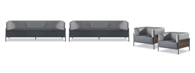 Exclusive Universelle Sofagarnituren 4Tlg Leder Schwarz Modern Designer