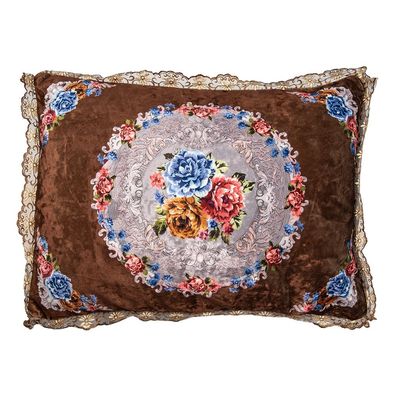 Clayre & Eef Dekokissen 70x50x6 cm Braun Synthetisch Blumen (Gr. 70x50x6 cm)