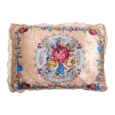 Clayre & Eef Dekokissen 70x50x6 cm Beige Synthetisch Blumen (Gr. 70x50x6 cm)