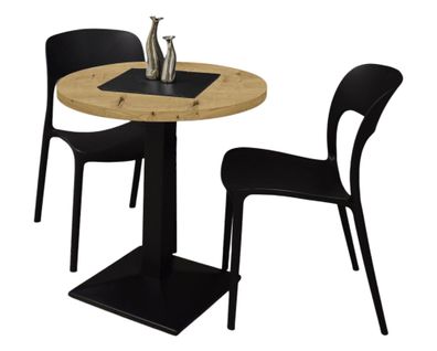 Bartisch rund Elanur 70 cm schwarz matt/asteiche 14583