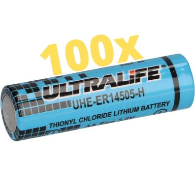 100x Ultralife Lithium 3,6V Batterie LS14500 - AA - UHE-ER14505 LS14500 Li-SOCl2