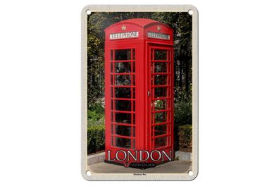 Blechschild 18 x 12 cm Reise Motiv: London United Kingdom Telephone Box