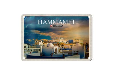Blechschild 18 x 12 cm Reise Motiv: Hammamet Tunesien Sonne