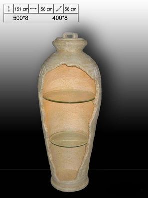 Griechische Amphore Vase Fossil Steinmöbel Vitrine Regal Amhorenregal Vitrine