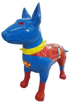 Lebensgroßer Bullterrier Superman Edition American Bully Art Design Modern Art