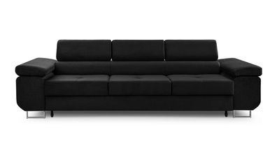 FURNIX Polstersofa Couch Nillona Armlehnen Verstellbare Kopfstützen KR7 Schwarz