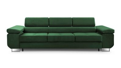 FURNIX Polstersofa Couch Nillona Armlehnen Verstellbare Kopfstützen KR19 Grün