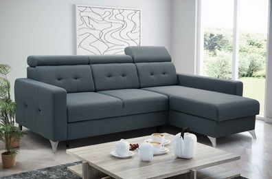 FURNIX Ecksofa Largius in L-Form Schlaffunktion Bettkasten STR377 Blau