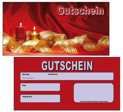 100 Geschenkgutscheine Gutscheinkarten Gutscheine Weihnachten Einzelhandel Kerzen rot