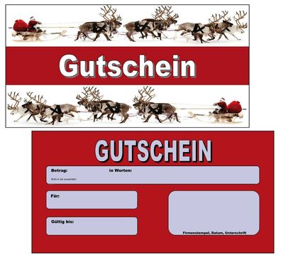 100 Geschenkgutscheine Gutscheinkarten Gutscheine Weihnachten Einzelhandel Schlitten