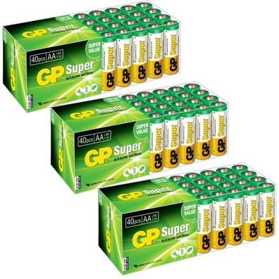 120x PACK GP Alkaline Batterien AA Mignon LR06 LR6 1,5V 120 Stück Batterie Box