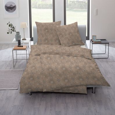 Estella Mako Jersey Bettwäsche 135x200 Amalie schoko Ornamente natur 6893-385