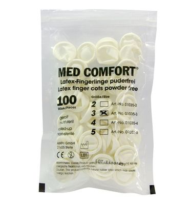 Ampri Med Comfort Latex Fingerlinge Maniküre Kosmetik 100 Stück Gr. S - XL