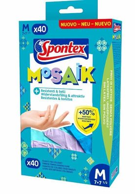 Spontex Mosaik Einmalhandschuhe Nitril blau 40 Stück Gr.M + L Neu im Sortiment