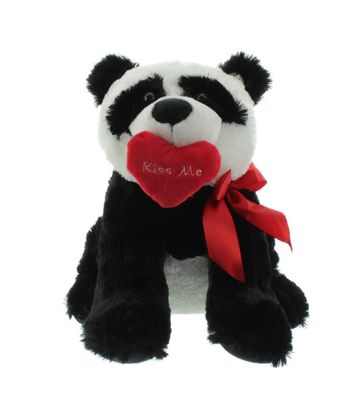 Mel-O-Design Panda " Kiss me " Kuscheltier mit Herz Schwarz Weiß 30 cm x 36 cm x