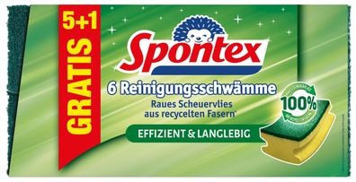 Spontex Reinigungsschwamm Recycelte Fasern 5 + 1 Gratis