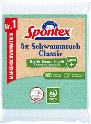 Spontex Schwammtuch Classic 5er Pack recycelte Baumwolle