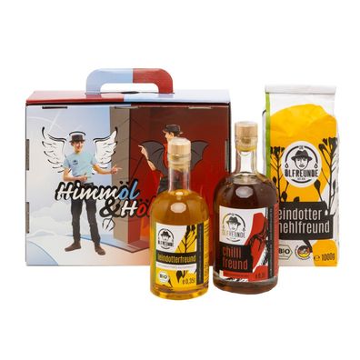 Die Ölfreunde HimmÖl & Hölle Geschenke Set 2x Öl 1 x Mehl ohne Zusatzstoffe