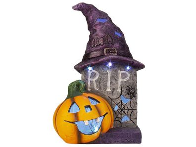 Mel-O-Design 1666 Halloween-Grab mit Kürbis & LED-Licht h=39,5cm