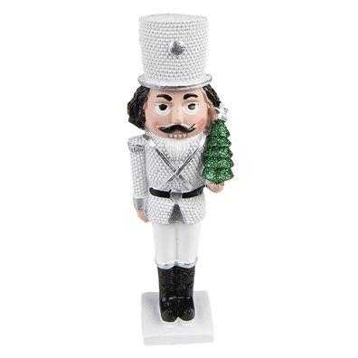 Clayre & Eef Figur Nussknacker 19 cm Weiß Polyresin (Gr. 5x4x19 cm)