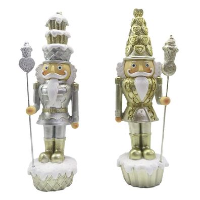 Clayre & Eef Figur 2-er Set Nussknacker 23 cm Goldfarbig Polyresin