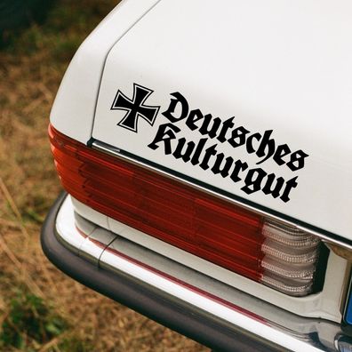 Auto Aufkleber "Deutsches Kulturgut" Eisernes Kreuz Wehrmacht Vinyl Sticker #0090