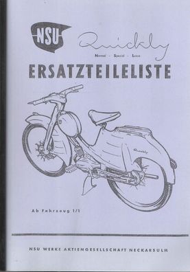 Ersatzteilliste NSU Quickly ab Fahrzeug 1/1, Moped, Oldtimer